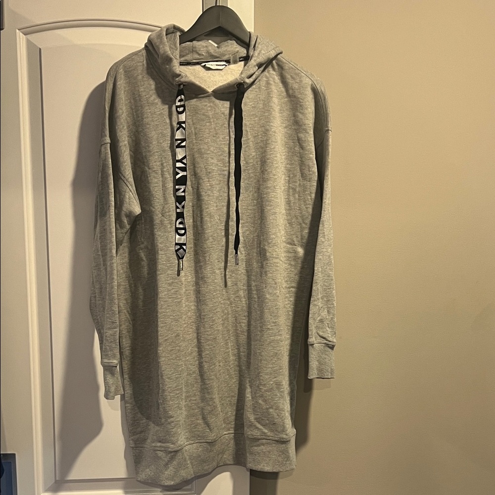 DKNY Gray Hooded Sweater Sweatshirt - Picture 1 of 10
